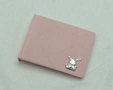 ALBUM PORTAFOTO Cm.22x16 colore rosa con coniglietto in argento 