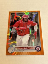 2022 TOPPS PRO DEBUT CHROME ROISMAR QUINTANA 19/25 ORANGE LAVA REFRACTOR SP NATS