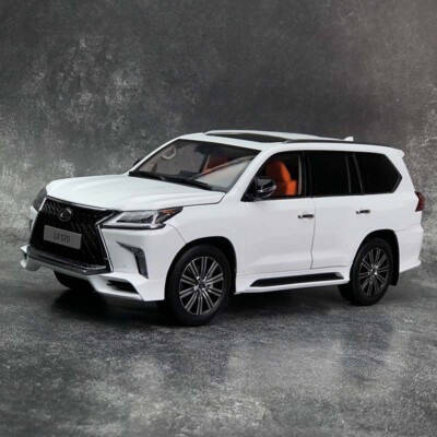 LCD 1/18 LX570 SUV 2019 Diecast Open close car model White Orange interior