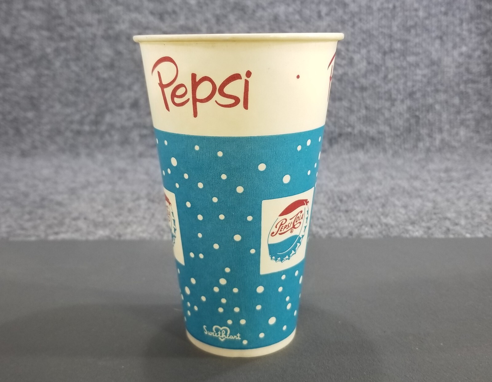 VTG 1950s PEPSI COLA BLUE DOT WAX CUP 14 FL. OZ. MARYLAND CUP
