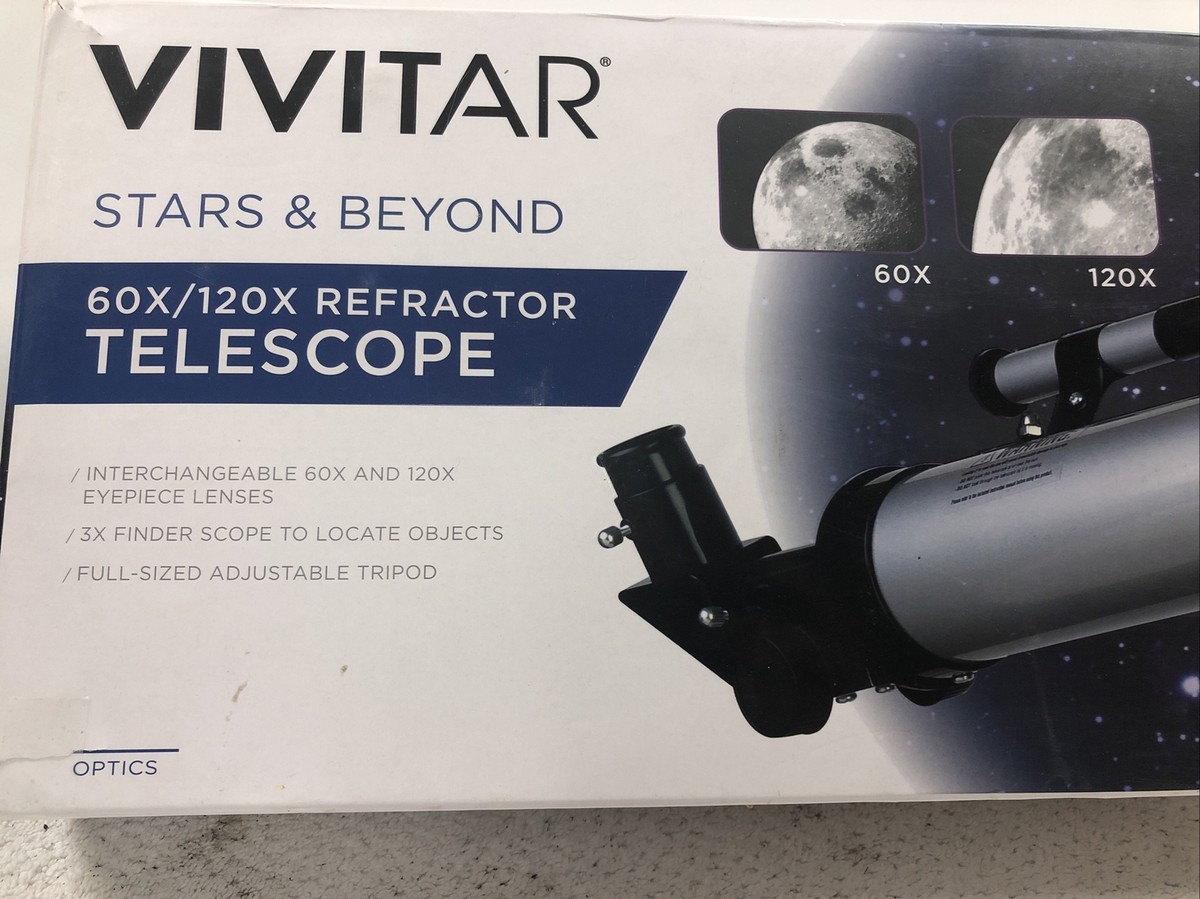 Vivitar TEL50600 60X/120X Telescope Refractor w/ Tripod Black