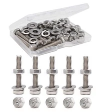 50pcs 1/4-20x1 Hex Bolts Screws 304 Stainless Steel Nylon Lock Nuts Washers