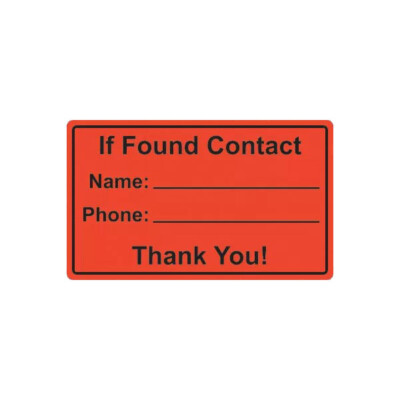 Orange If Found Contact Sticker Decal