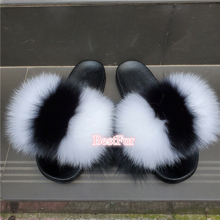 SAOLA Ciabatte da donna in vera pelliccia di volpe ciabatte da spiaggia sandali scarpe da festa per vacanze