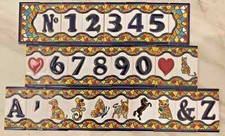 Authentic Spanish Hand Painted Diamond Mosaic Ceramic House Number Letter Tiles