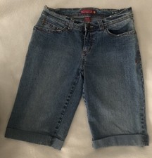 Denim Shorts Above Knee Length Cuffed SO Juniors sz 5 EUC Stretch Denim Med Blue