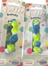 3 Pc Set Chuckle & Roar Pop It Bands Blue & Green  Bracelets Set Kids Gift New