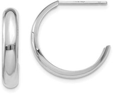 17mm 14K White Gold Polished 3.5mm J-Hoop Earrings