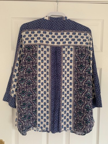 Boden Prussian Blue White Floral Paisley Tunic Shirt Blouse Top UK 18 EXC CON - Picture 3 of 3