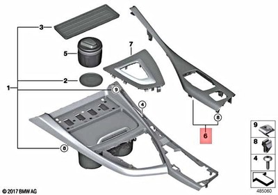 Genuine BMW F20 F21 F22 F87 114d Trim Center Console Black Shining 
