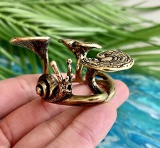 solid brass mushroom snail decor mini antiqued pen rest