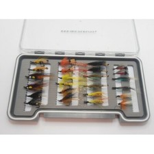 24 Single andDouble hook Salmon Flies in a Fly Box - NBX93