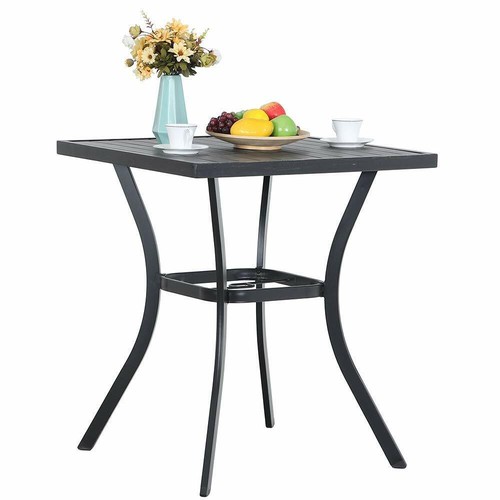 31" Patio Outdoor Bistro Dining Table Bar Height Tall Table With Umbrella Hole - Picture 2 of 10