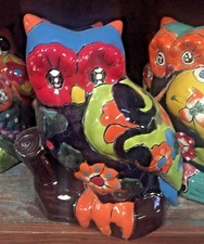 TALAVERA MEXICAN POTTERY - ANIMALS - OWLS ON A TREE   FREE FREIGHT  