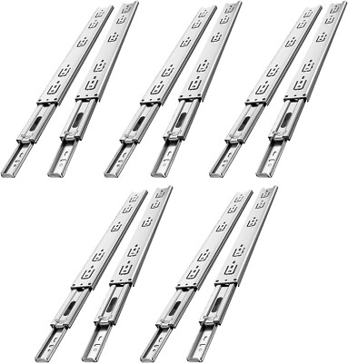 Full Extension Ball Bearing Heavy Duty Drawer Slides Rail Side Mount 12'' 5 Pair
