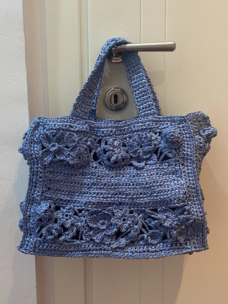 Handmade Raffia-Style Crochet Tote Bag Dior Inspired