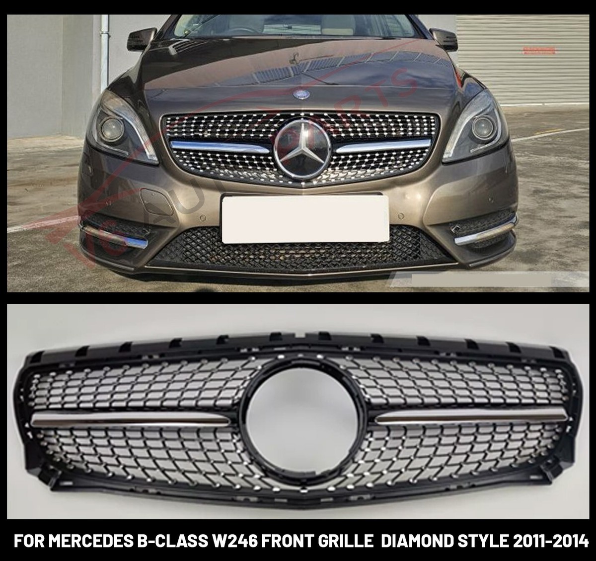 Mercedes-Benz W245 B-Class Radiator Grille - Silver Matt Finish Without Star (OEM A1698881660)