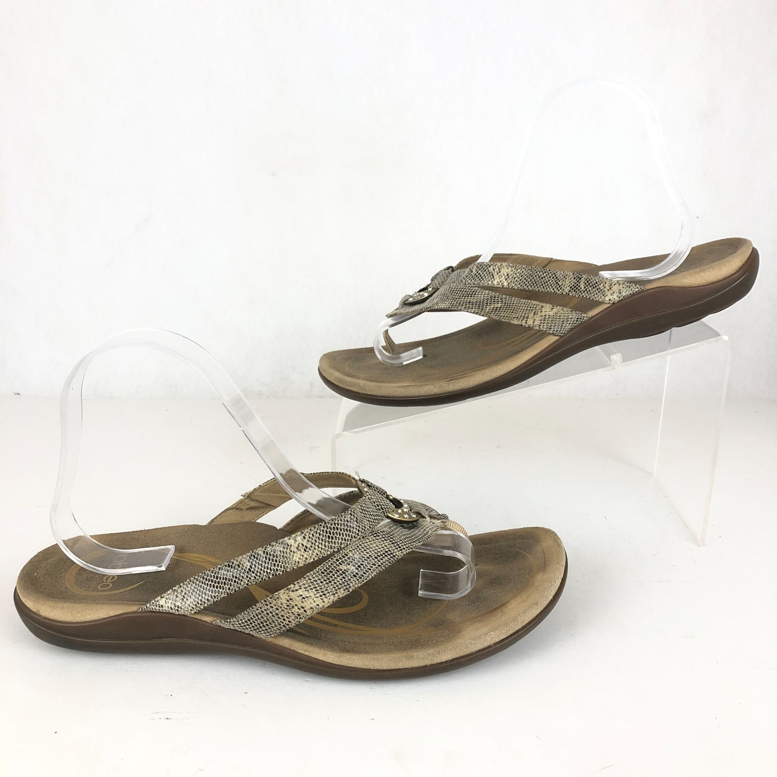 Abeo Women's Size 10N Brenda Neutral Brown BIO System Double Thong Sandals  | eBay