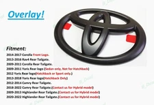 1PC Matte Black Toyota Overlay Emblem Fit Camry Highlander Rav4 Corolla Yaris