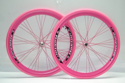 Ruote bici corsa cerchi corsa 700x23 raktor Gipiemme 8v filetto fucsia |  eBay
