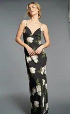 New Sachin & Babi Black Alta Floral Column Gown Size 6