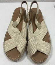 Toni Pons Espadrille Slingback Sandals Neutral Linen Peep Toe Flats Womens 40