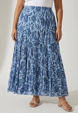 Jessica London Women's Plus Size Flowing Crinkled Maxi Skirt