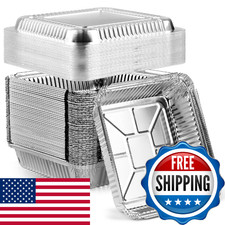 Benestanti 40 Pack 8x8 Inch Aluminum Pans with Clear Plastic Lids - Square Bakin