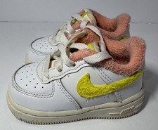 Nike Air Force 1 LV8 White Pink Girls Toddler 4C Mini Swoosh sneakers FREE SHIP