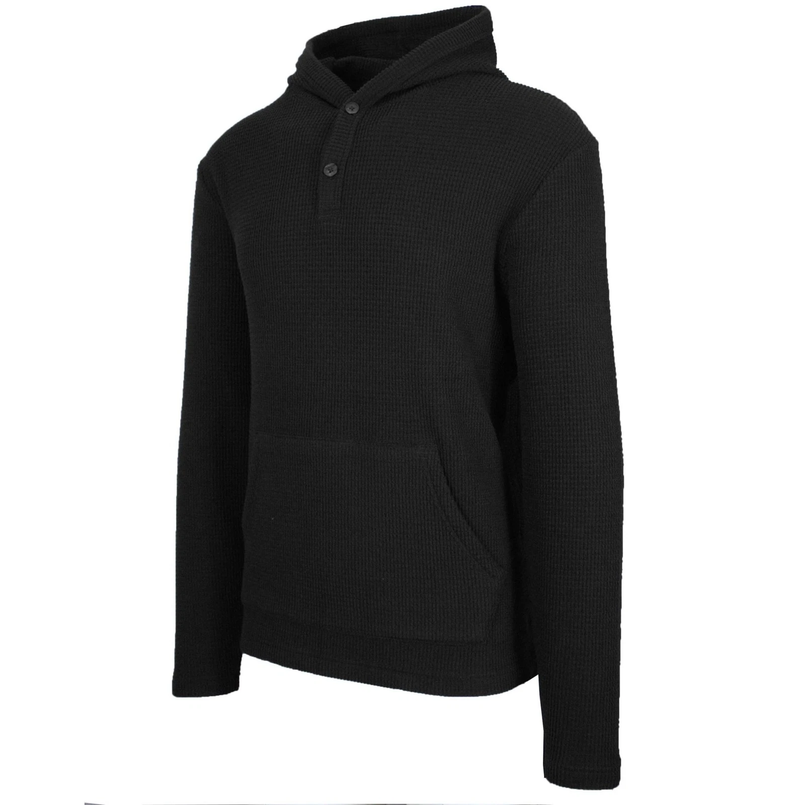 BLUE ICE MEN'S WAFFLE KNIT THERMAL HENLEY PULLOVER - SIZE: MEN S - BLACK
