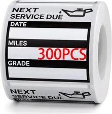 300PCS Oil Change Reminder Stickers 2x2 Vinyl Service Due Labels Easy Write