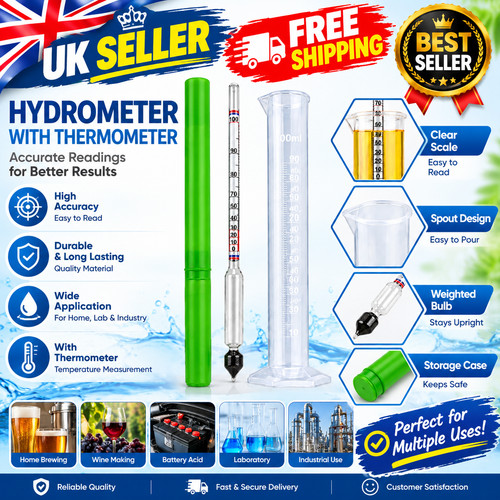 One Set Triple Scale Alcohol Hydrometer and Test Jar for Home Brew Wine