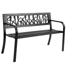 49in PVC Tulip Backrest Iron Bench Black