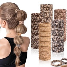 Seamless cotton hair ties, no crease damage, thick/thin hair, leopard