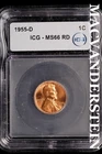 1955-D Lincoln Wheat Cent-ICG MS 66 RD Choice Gem BU No Reserve #SLL1027