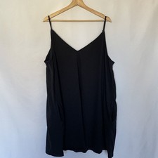 Lands' End women's summer black size 3XL spaghetti straps mini dress pockets