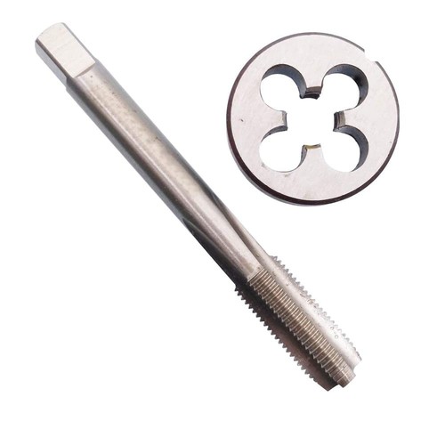 Burkit No 12-28 UNF Maschio e Die Set mano destra, 12 x 28 UNF Filettatura Macchina Maschio e Rotonda Die