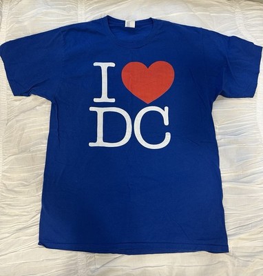 100% Cotton Blue I Love D.C. Logo Unisex T-Shirt Size L