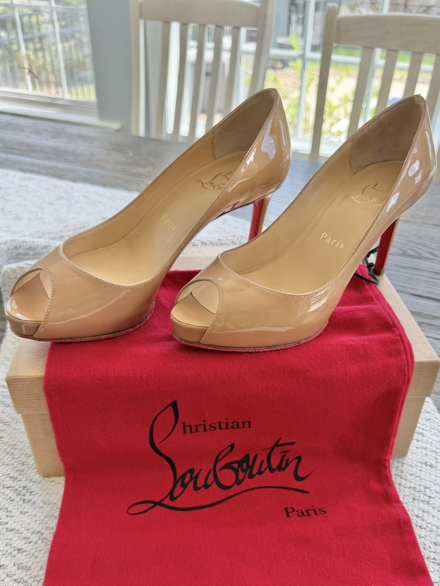 Christian louboutin RARE Nude peep toe “No Matter 85” calf leather