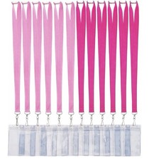 12 Pack Pink and Hot Breakaway Lanyard with Thick ID Badges Holder for Girls