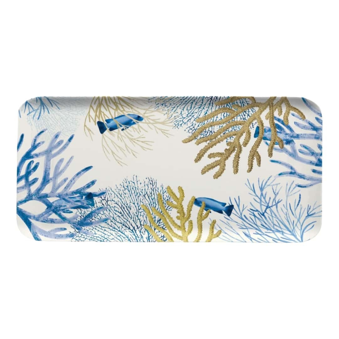 Rectangular Melamine Tray Blue CORALLO Touch-Mel 38x19 Cm - Emporio Zani