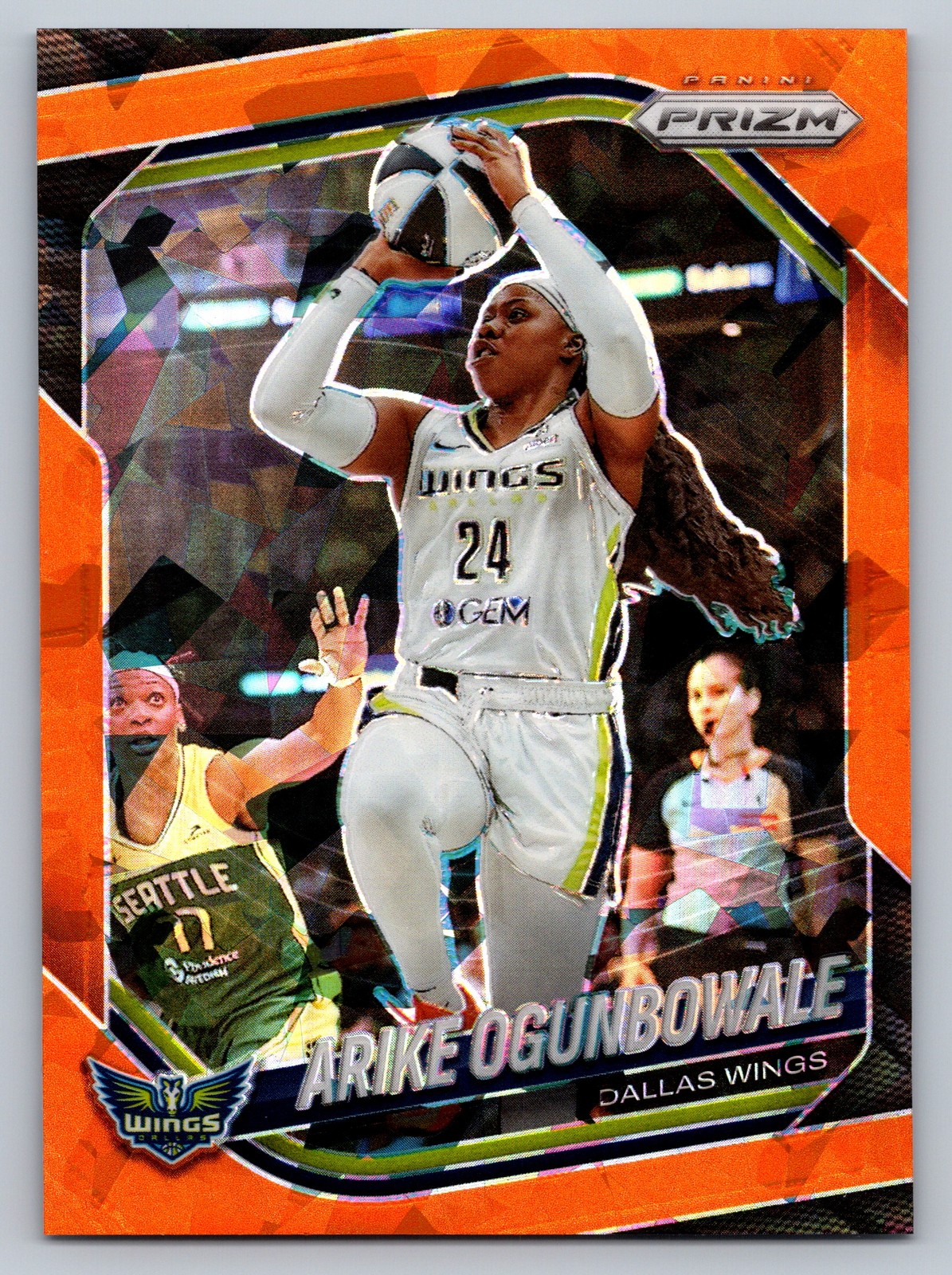 2025 Panini Prizm WNBA #73 Arike Ogunbowale Ice Orange Prizms