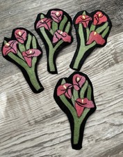 Lot of 4 Patches Embroidery Flower Iron On Patches for Jackets Jeans Craft Art