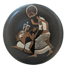 Vintage 1970s Egyptian Handcrafted Mixed Metals Wall Hanging Plate Music 9.5 in.