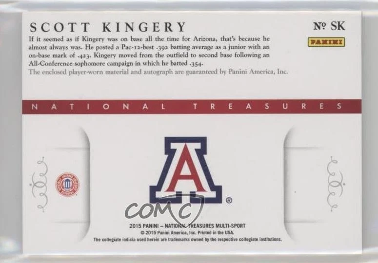 2015 Panini National Treasures College /99 Scott Kingery #SK Auto - Image 2 of 2