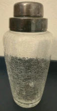 Vtg Crackle Glass Martini Cocktail Shaker Strainer Barware German Silver *READ