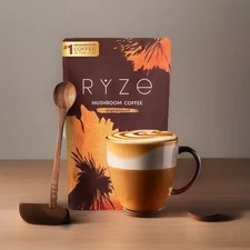 RYZE SUPERFOODS Mushroom Coffee USDA Organic with 6 Adaptogenic Mushrooms