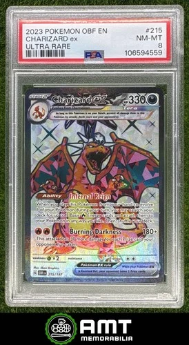 Charizard ex PSA 8 2023 Pokemon Scarlet Violet Obsidian Flames Rare 215/197 4559
