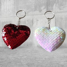 Sequin Hearts Keychain Pair NEW 0104