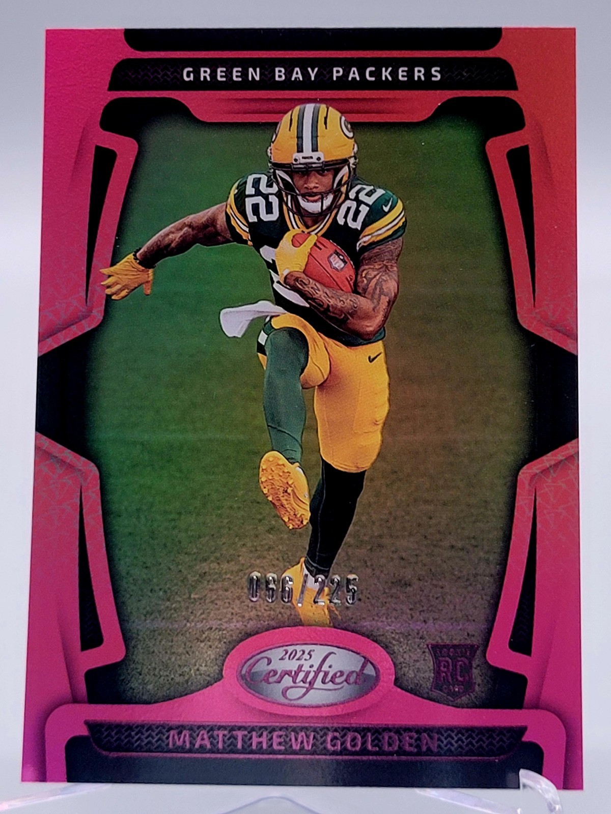 2025 CERTIFIED MATTHEW GOLDEN MIRROR PINK ROOKIE CARD /225 PACKERS NFL 116